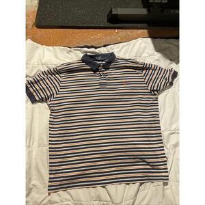 Polo Ralph Lauren Mens X-Large Stripped Shirt In Orange Blue And White Stripes
